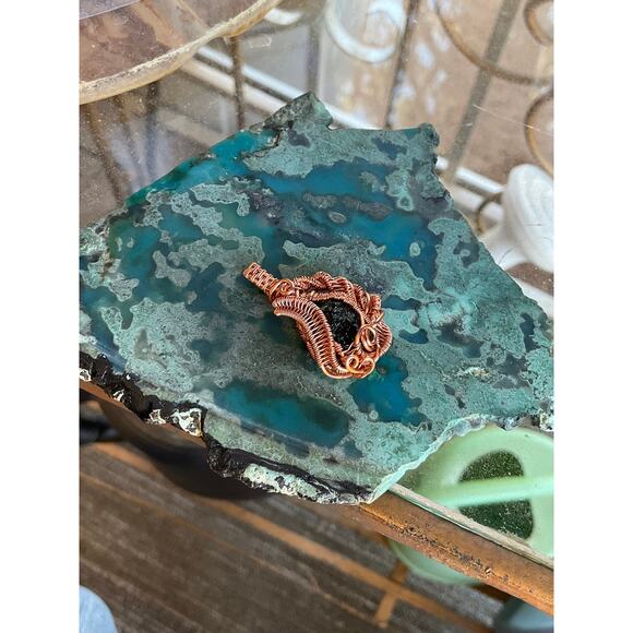 Genuine Moldavite Copper Pendant - Picture 5 of 10
